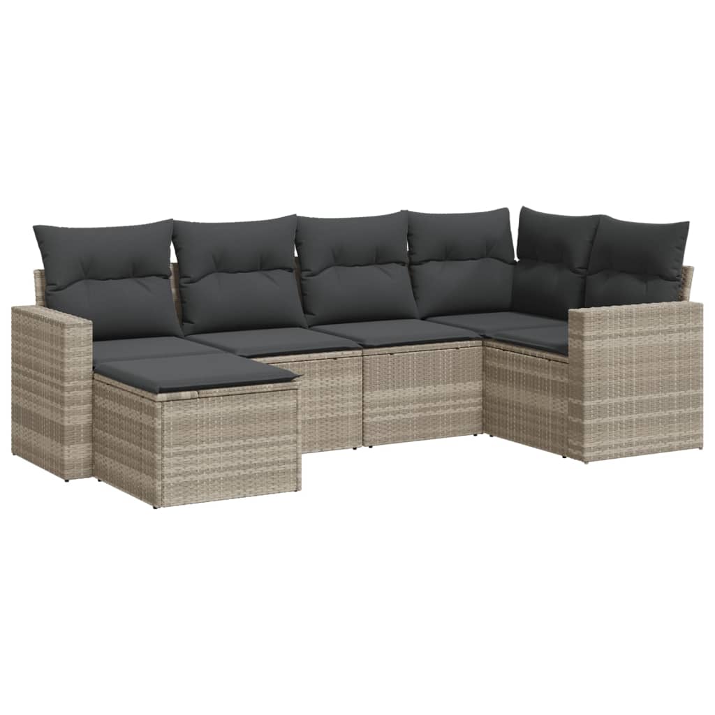 6-dijelni set vrtnih sofa od poliratana s jastucima svjetlosivi