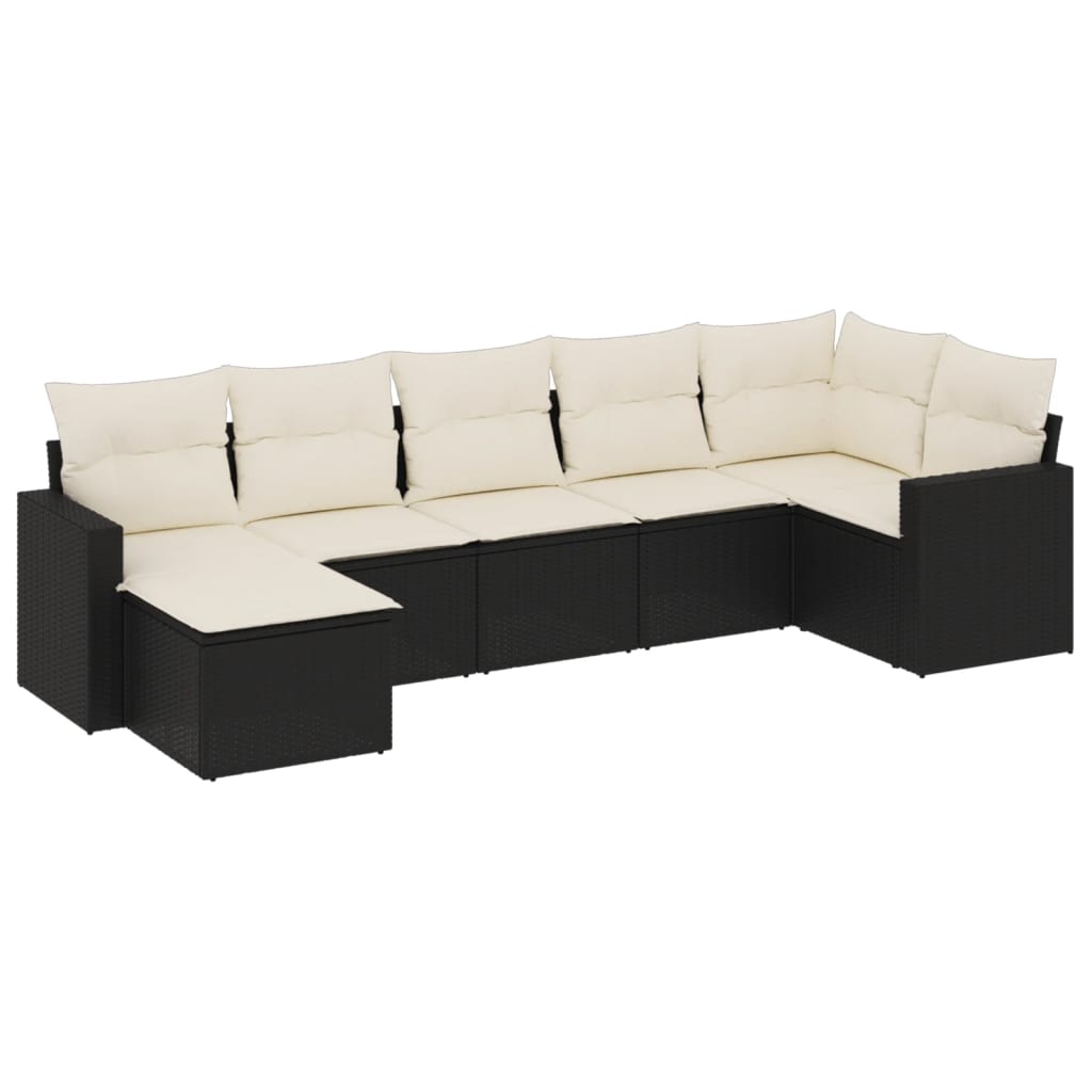 7-dijelni set vrtnih sofa od poliratana s jastucima crni