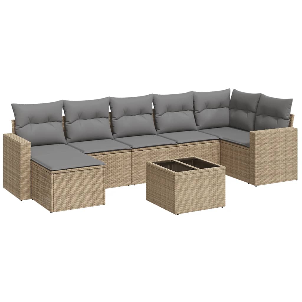 8-dijelni set vrtnih sofa od poliratana s jastucima bež
