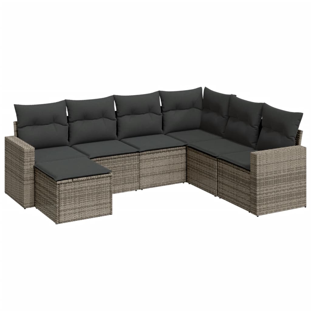 7-dijelni set vrtnih sofa sivi od poliratana