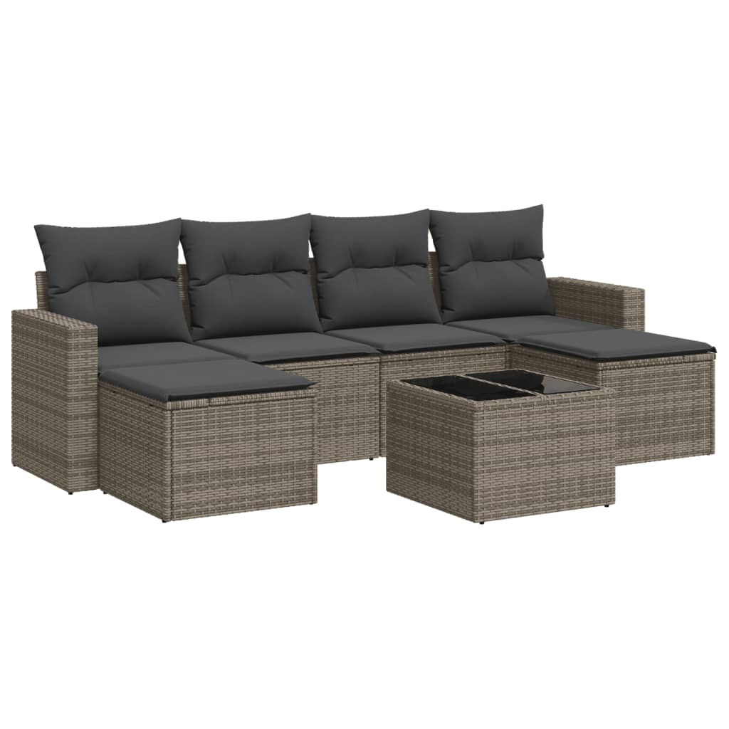7-dijelni set vrtnih sofa sivi od poliratana