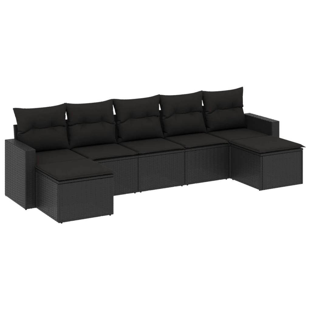 7-dijelni set vrtnih sofa od poliratana s jastucima crni