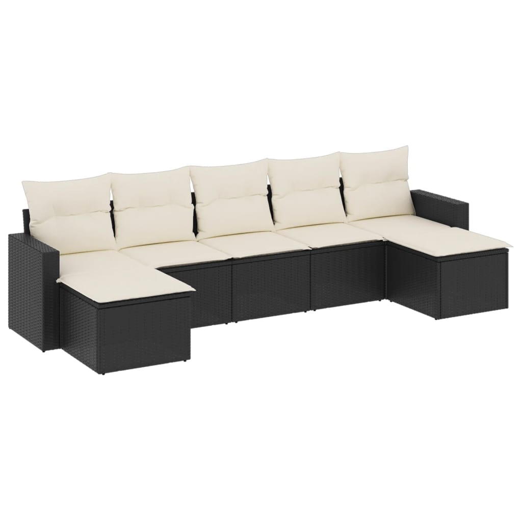 7-dijelni set vrtnih sofa od poliratana s jastucima crni