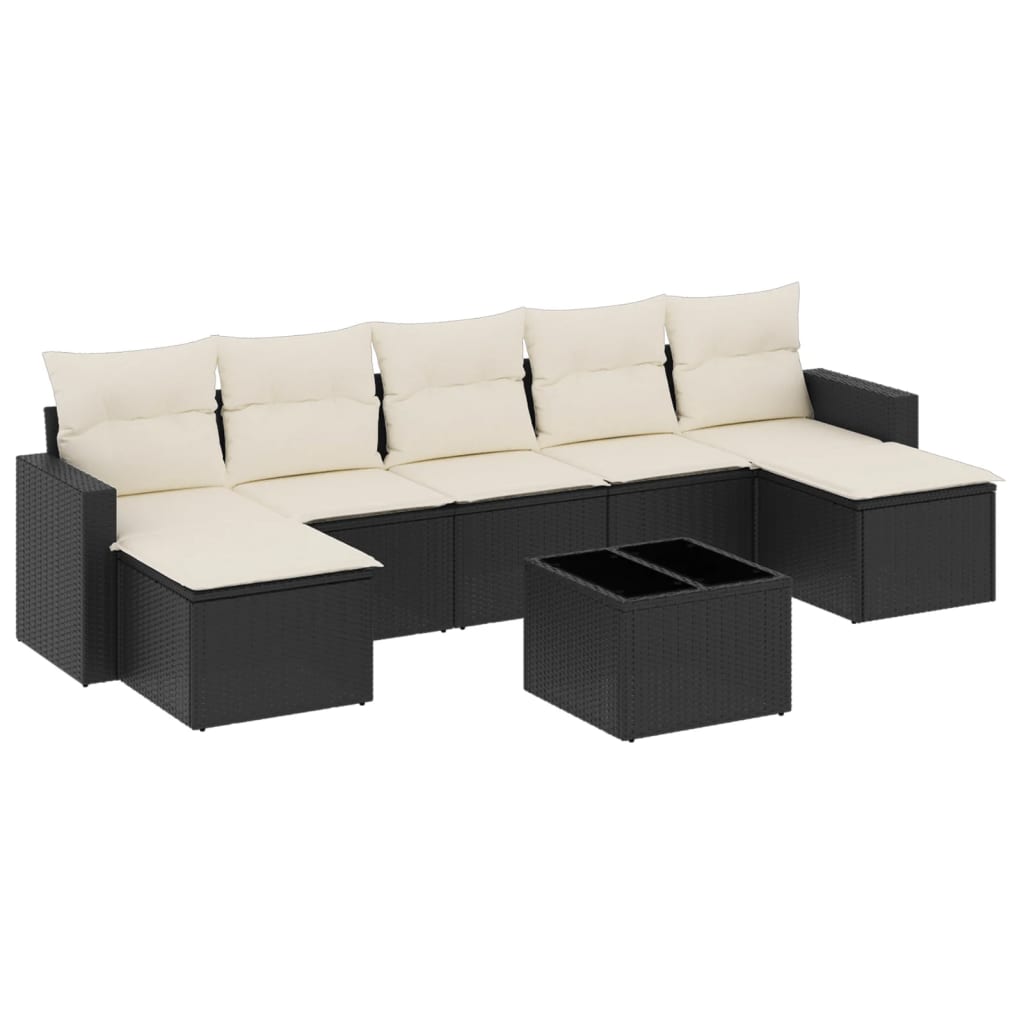 8-dijelni set vrtnih sofa od poliratana s jastucima crni