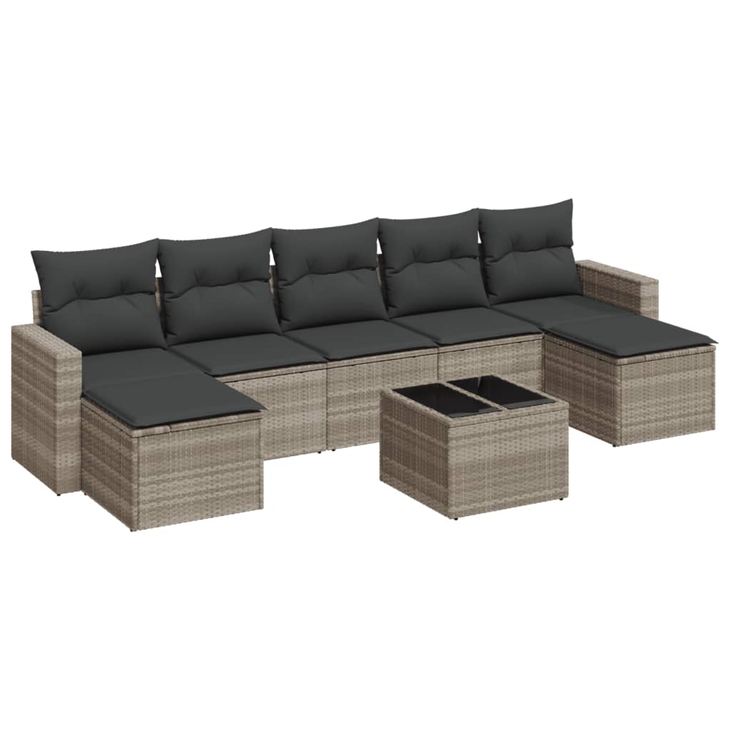 8-dijelni set vrtnih sofa od poliratana s jastucima svjetlosivi