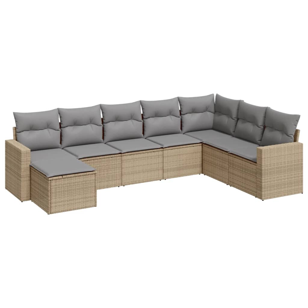 8-dijelni set vrtnih sofa od poliratana s jastucima bež