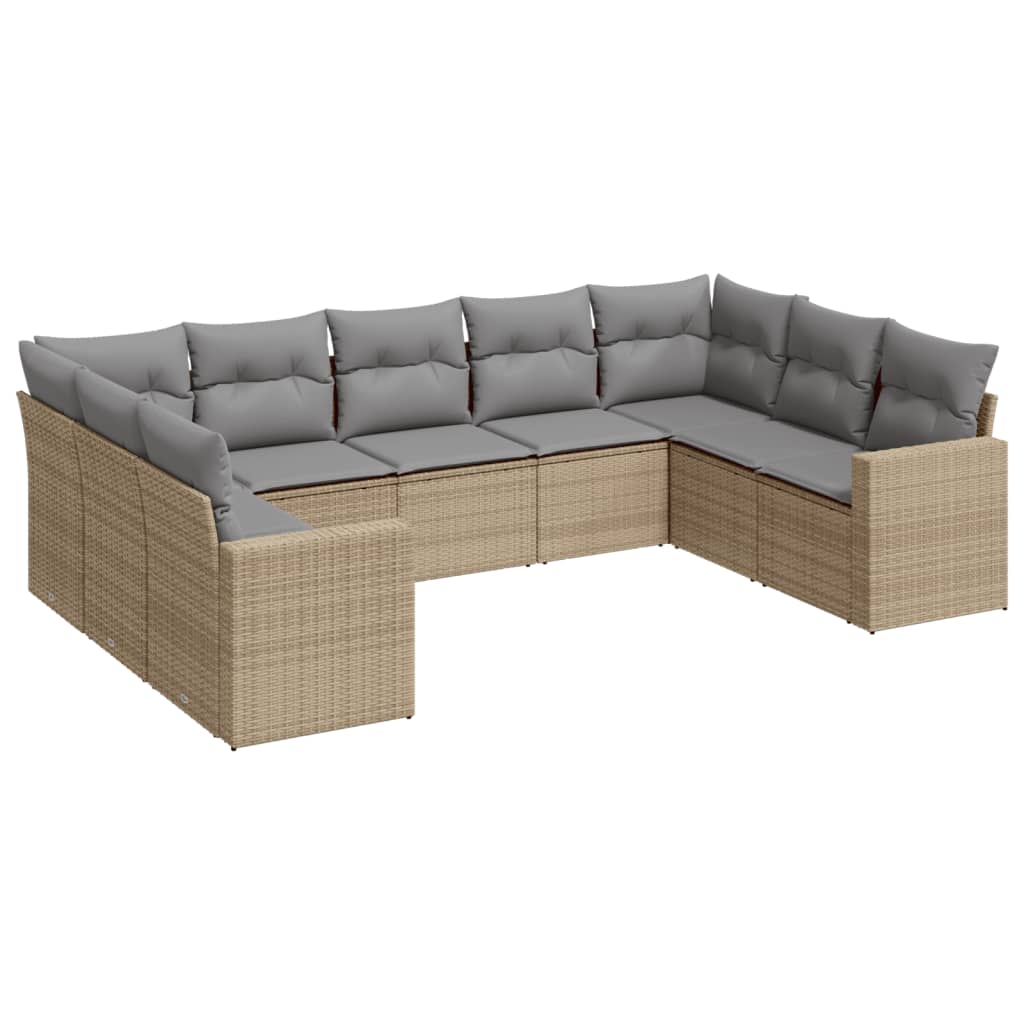 9-dijelni set vrtnih sofa s jastucima bež od poliratana