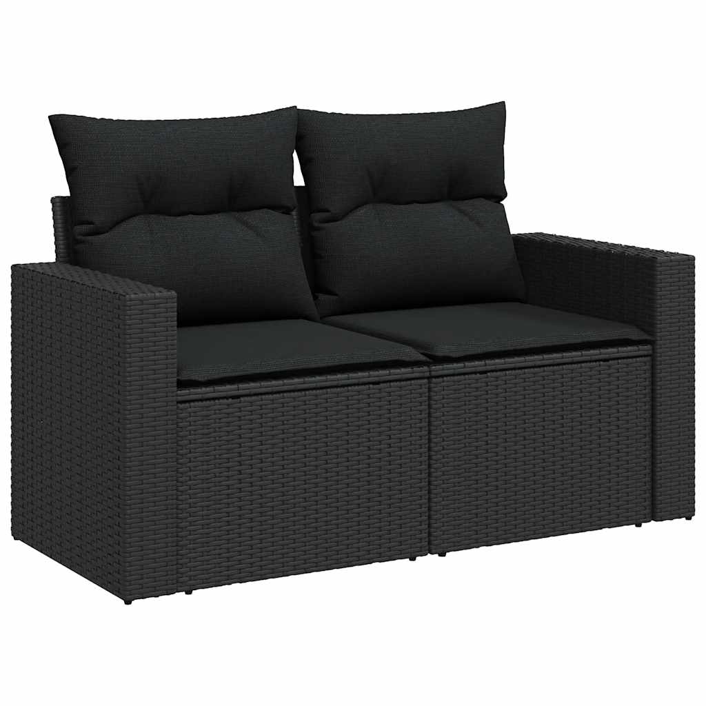 9-dijelni set vrtnih sofa s jastucima crni od poliratana