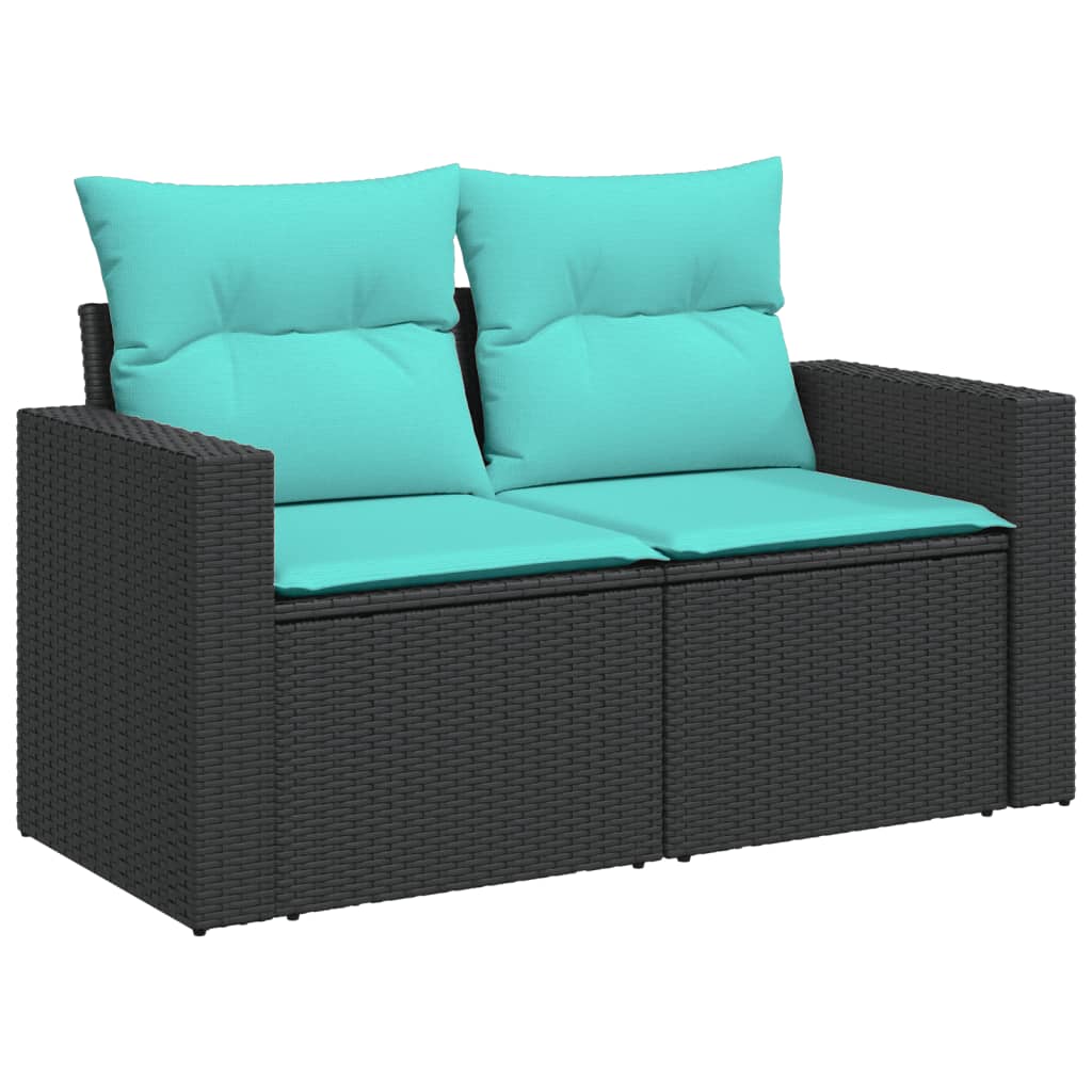 9-dijelni set vrtnih sofa od poliratana s jastucima crni