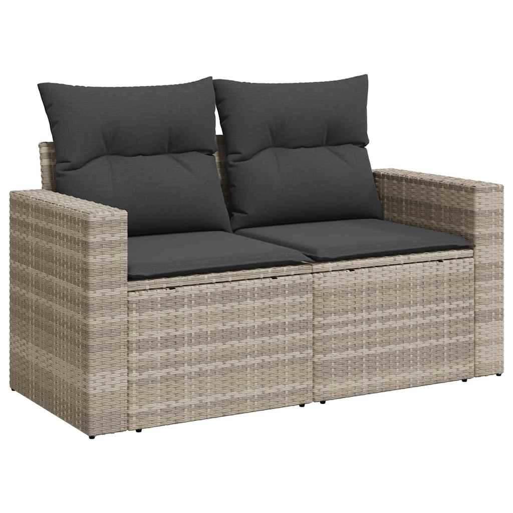 9-dijelni set vrtnih sofa od poliratana s jastucima svjetlosivi