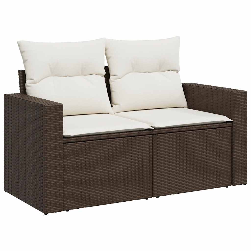 9-dijelni set vrtnih sofa s jastucima poliratan smeđi