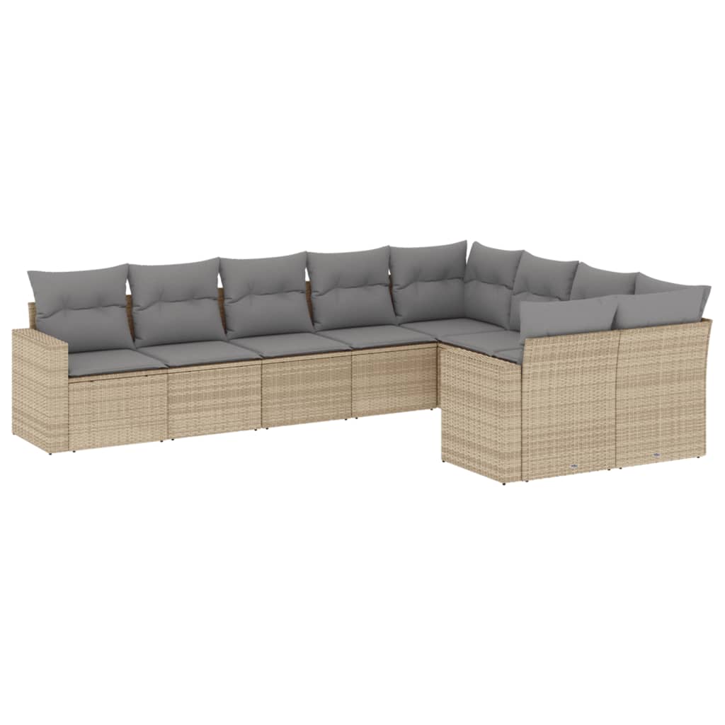 9-dijelni set vrtnih sofa s jastucima bež od poliratana