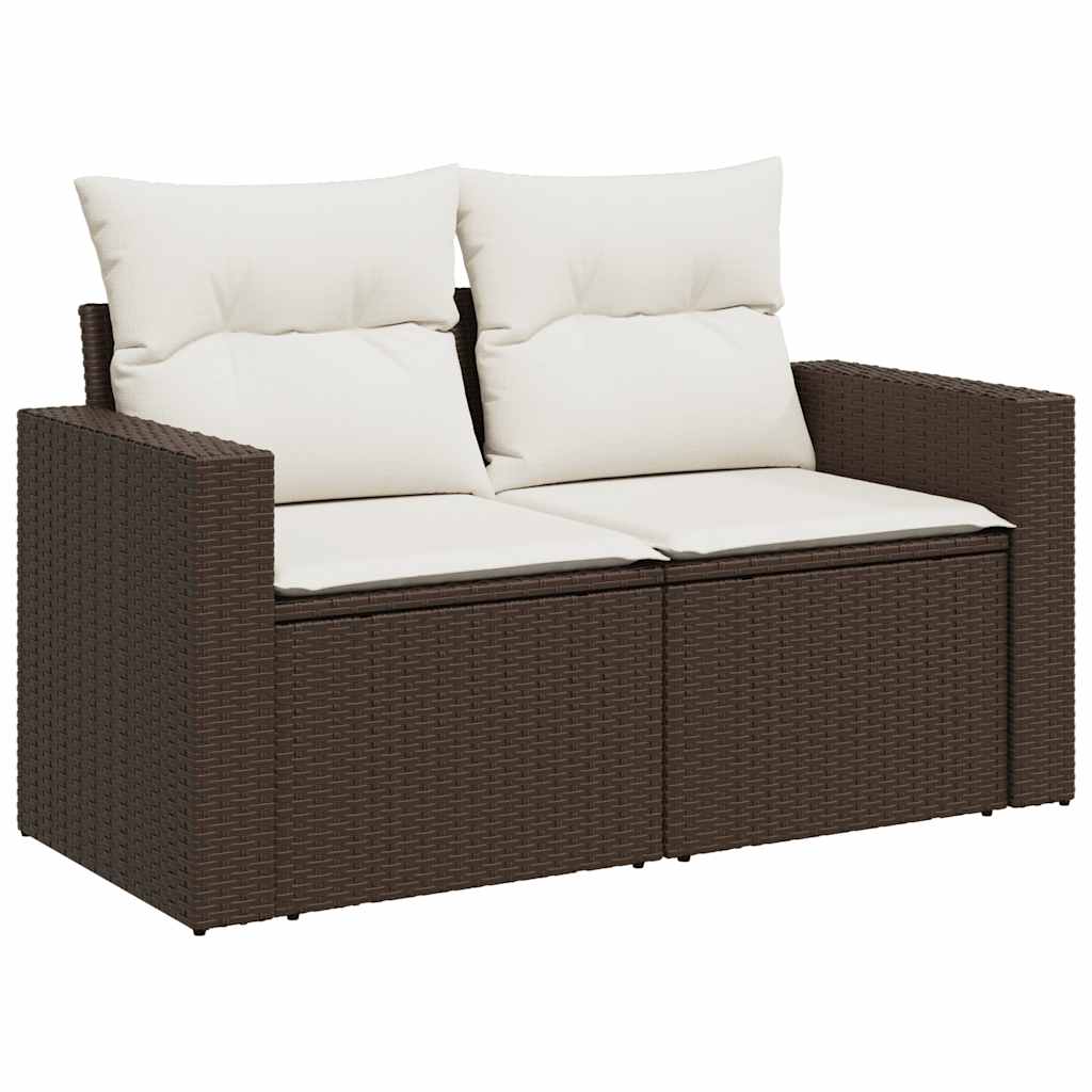 9-dijelni set vrtnih sofa s jastucima poliratan smeđi