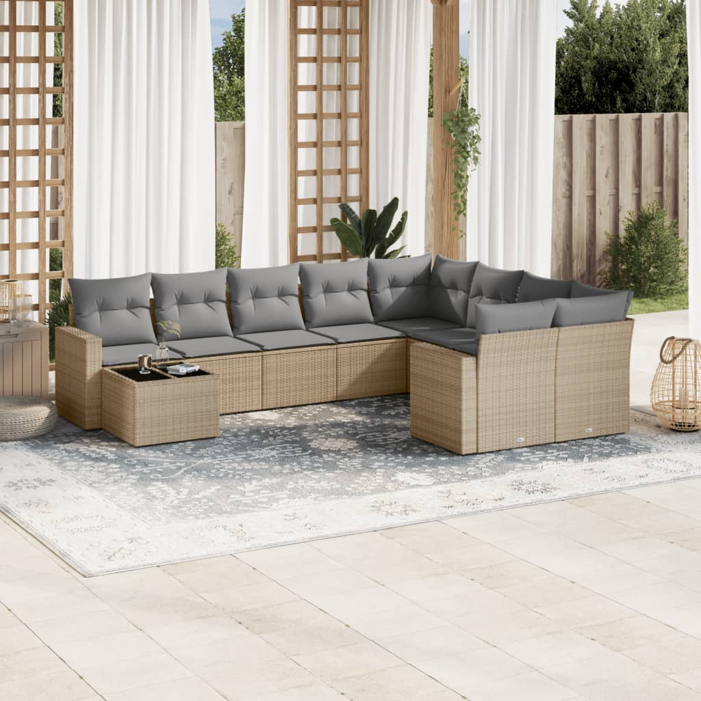 10-dijelni set vrtnih sofa od poliratana s jastucima
