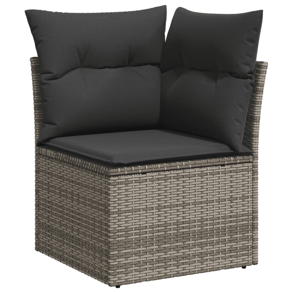 10-dijelni set vrtnih sofa od poliratana s jastucima sivi