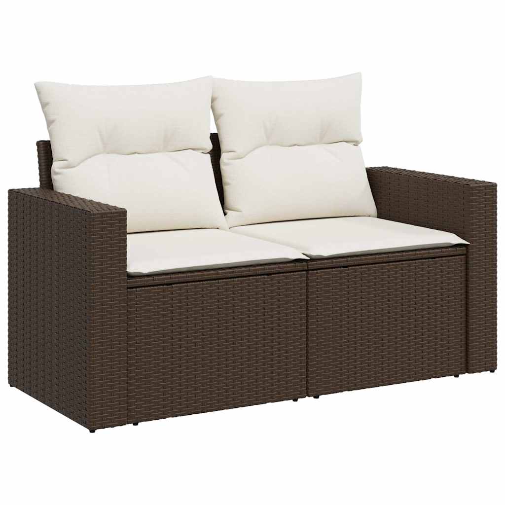 10-dijelni set vrtnih sofa od poliratana s jastucima smeđi