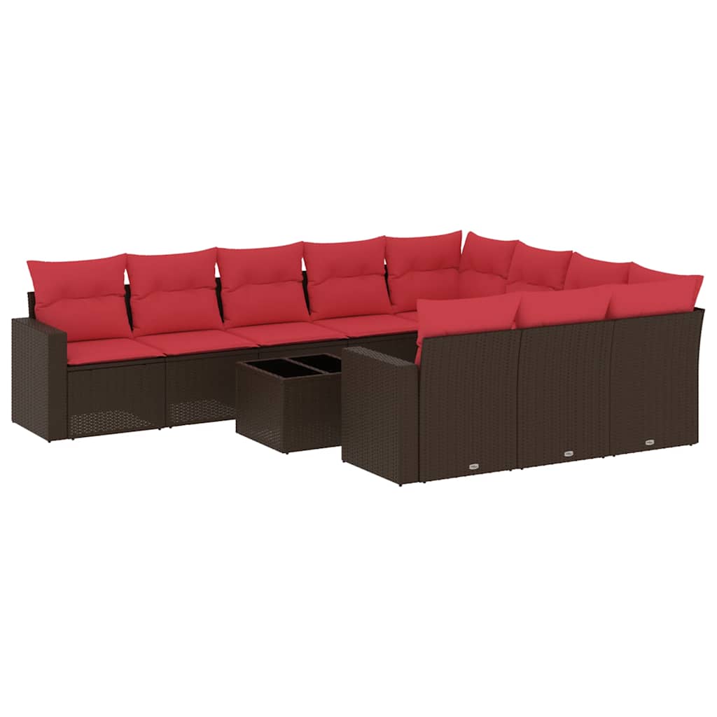 10-dijelni set vrtnih sofa od poliratana s jastucima crni