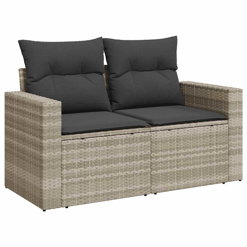 11-dijelni set vrtnih sofa poliratan s jastucima svijetlosivi