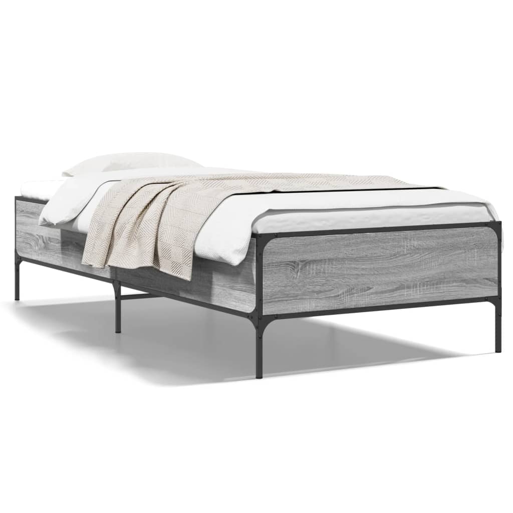 Okvir za krevet boja hrasta 100x200cm konstruirano drvo i metal