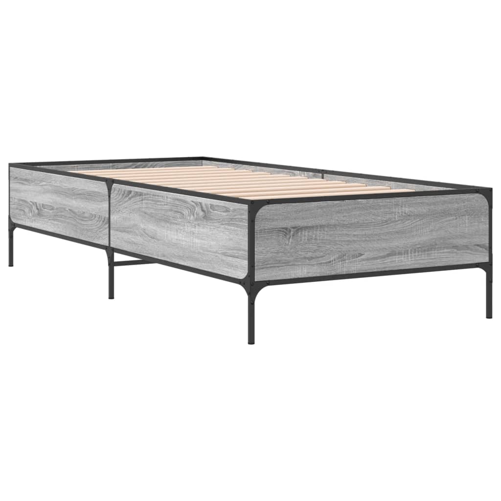 Okvir za krevet boja hrasta 100x200cm konstruirano drvo i metal