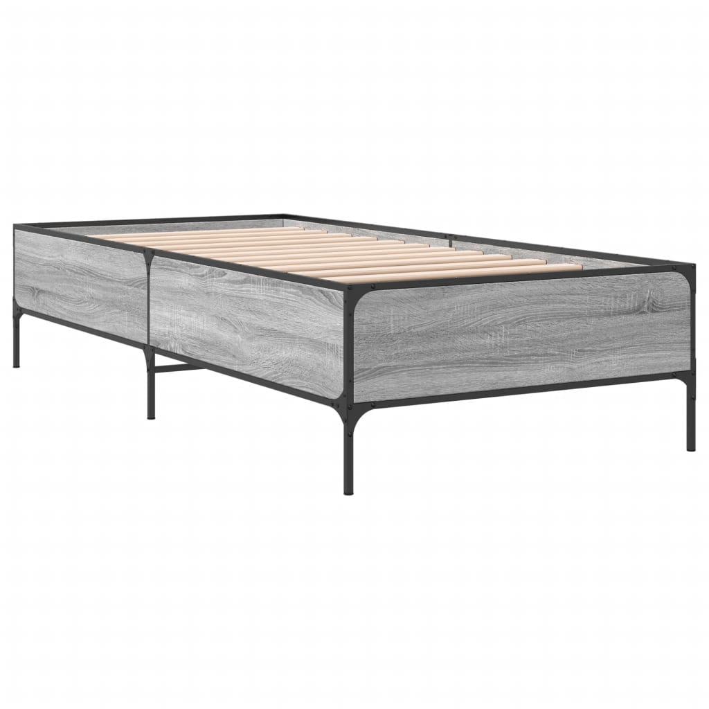 Okvir za krevet boja hrasta 100x200cm konstruirano drvo i metal
