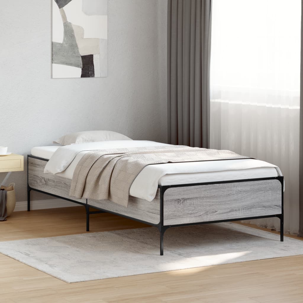 Okvir za krevet boja hrasta 100x200cm konstruirano drvo i metal