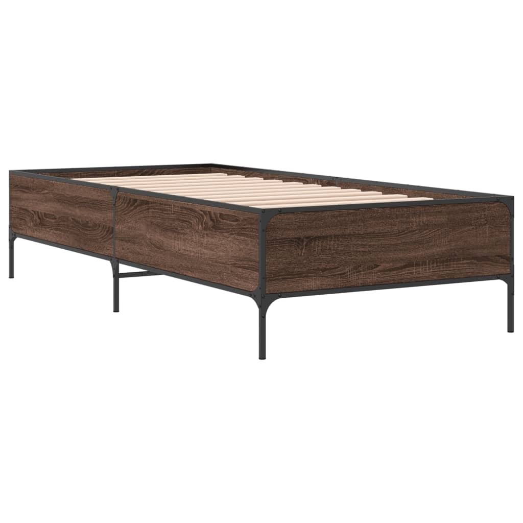 Okvir za krevet smeđi hrast 100x200cm konstruirano drvo i metal