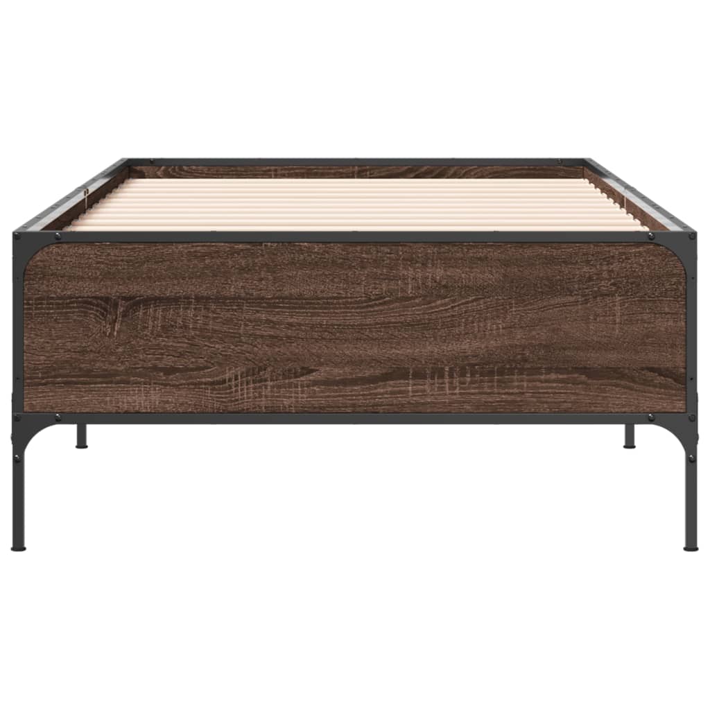 Okvir za krevet smeđi hrast 100x200cm konstruirano drvo i metal