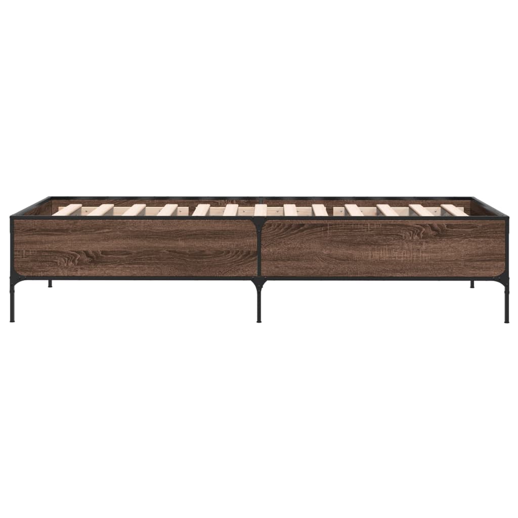 Okvir za krevet smeđi hrast 100x200cm konstruirano drvo i metal
