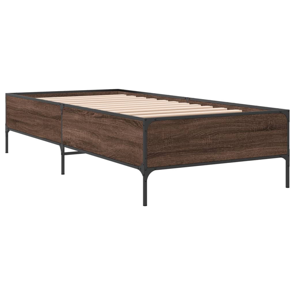 Okvir za krevet smeđi hrast 100x200cm konstruirano drvo i metal