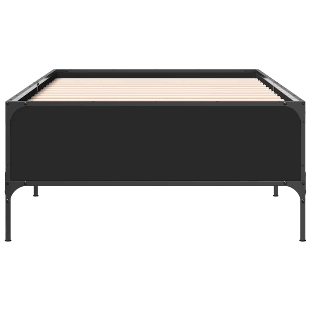 Okvir kreveta crni 90 x 200 cm konstruirano drvo i metal