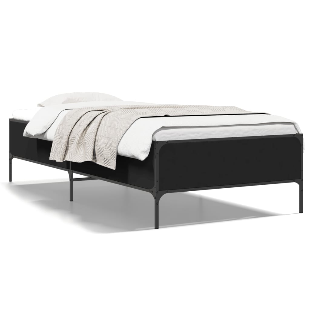 Okvir za krevet crni 90 x 190 cm od konstruiranog drvo i metal