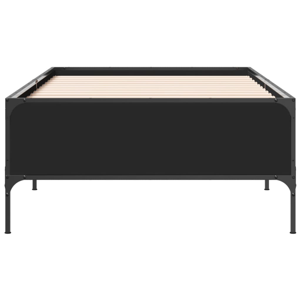 Okvir za krevet crni 75 x 190 cm od konstruirano drvo i metal