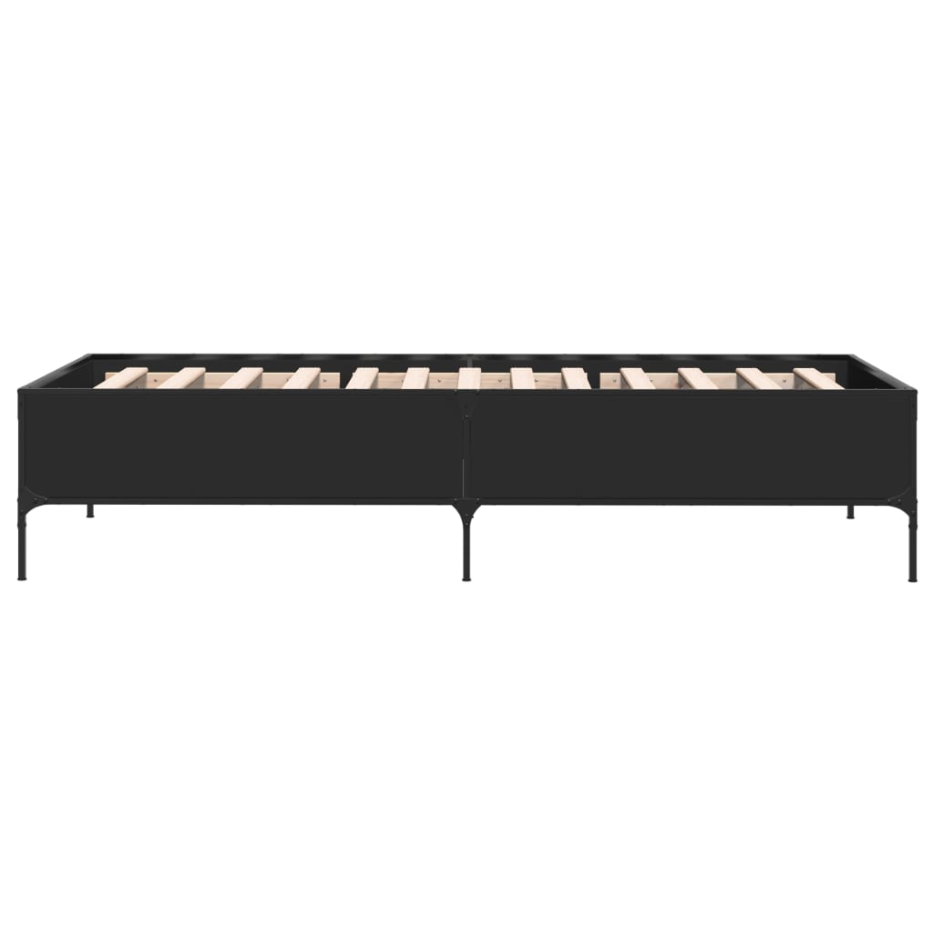 Okvir za krevet crni 75 x 190 cm od konstruirano drvo i metal