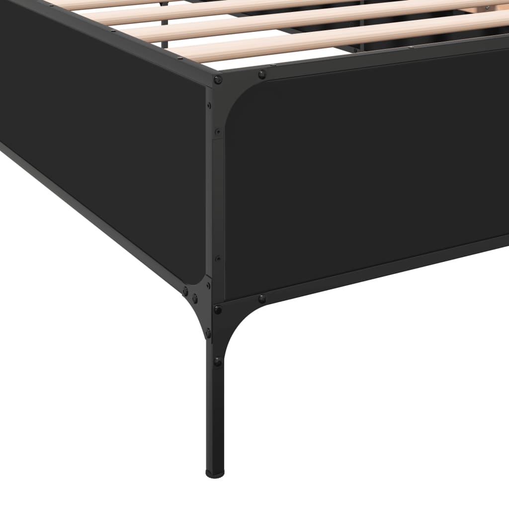 Okvir za krevet crni 75 x 190 cm od konstruirano drvo i metal