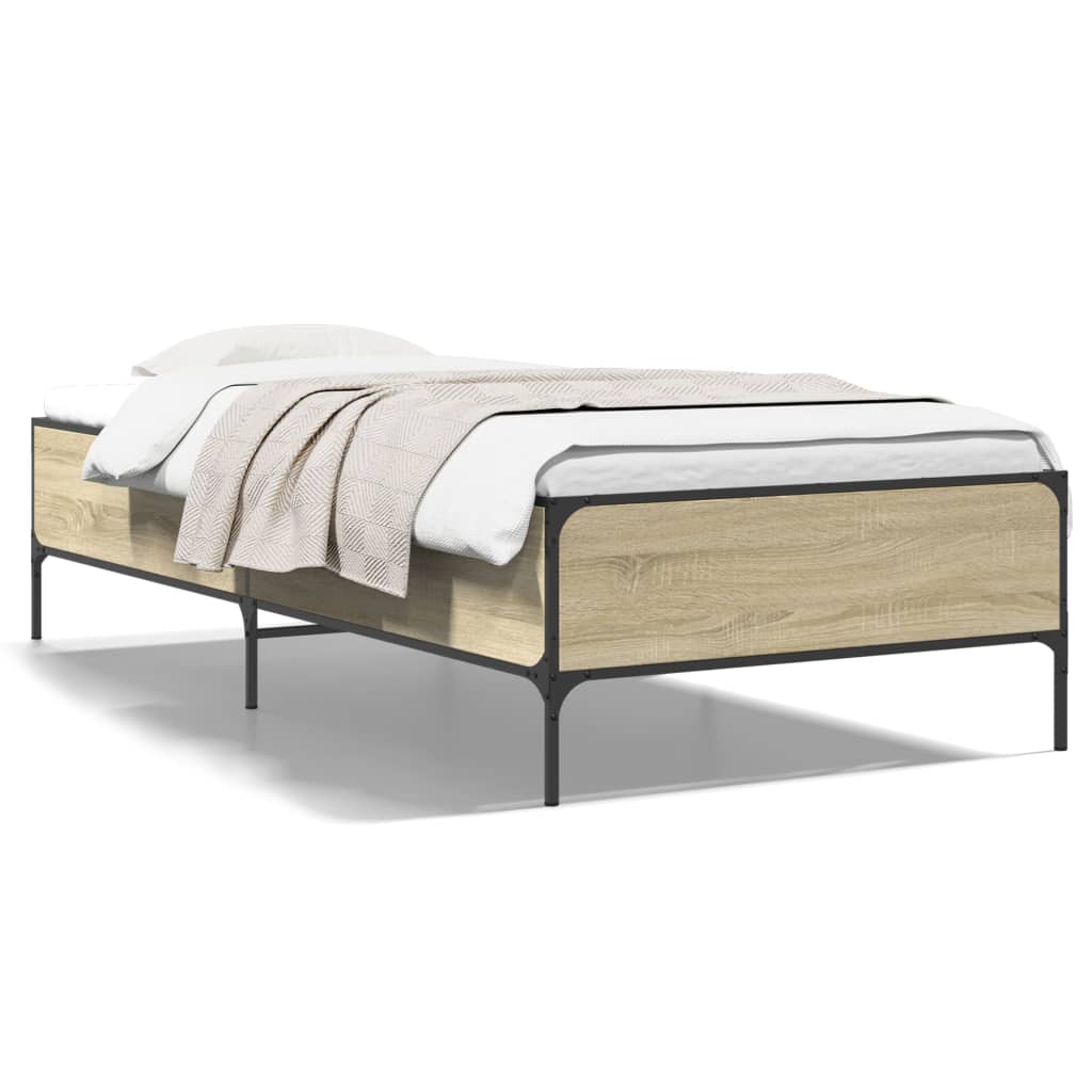 Okvir za krevet boja hrasta 75x190 cm konstruirano drvo i metal