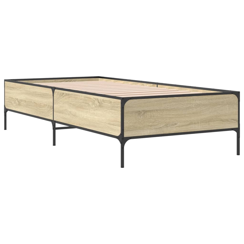Okvir za krevet boja hrasta 75x190 cm konstruirano drvo i metal