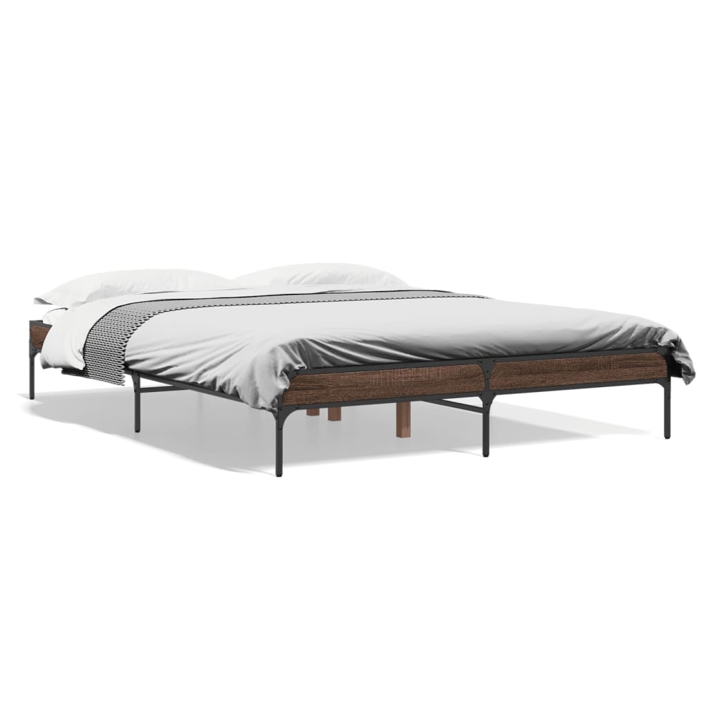Okvir kreveta smeđi hrast 140x200cm konstruirano drvo i metal