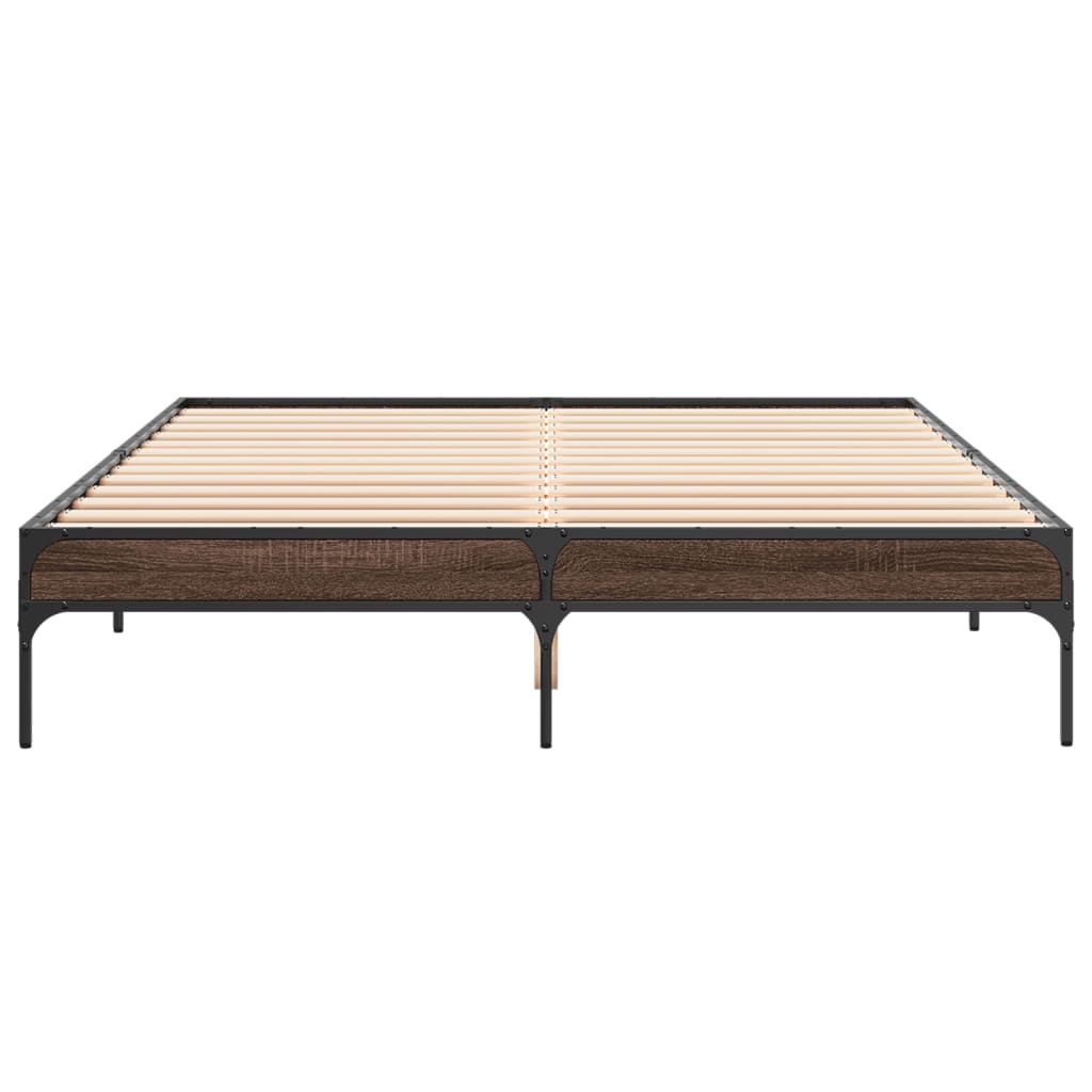 Okvir kreveta smeđi hrast 140x200cm konstruirano drvo i metal