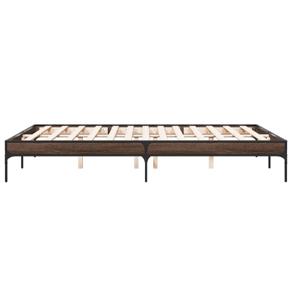Okvir kreveta smeđi hrast 140x200cm konstruirano drvo i metal