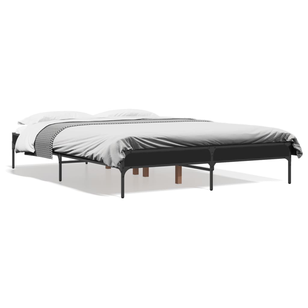 Okvir kreveta crni 120 x 200 cm od konstruiranog drvo i metal