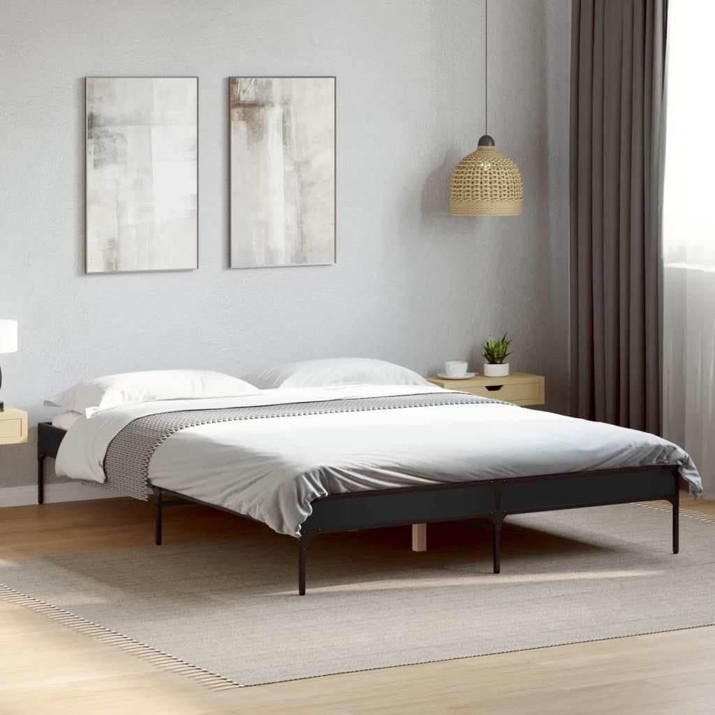 Okvir kreveta crni 120 x 200 cm od konstruiranog drvo i metal