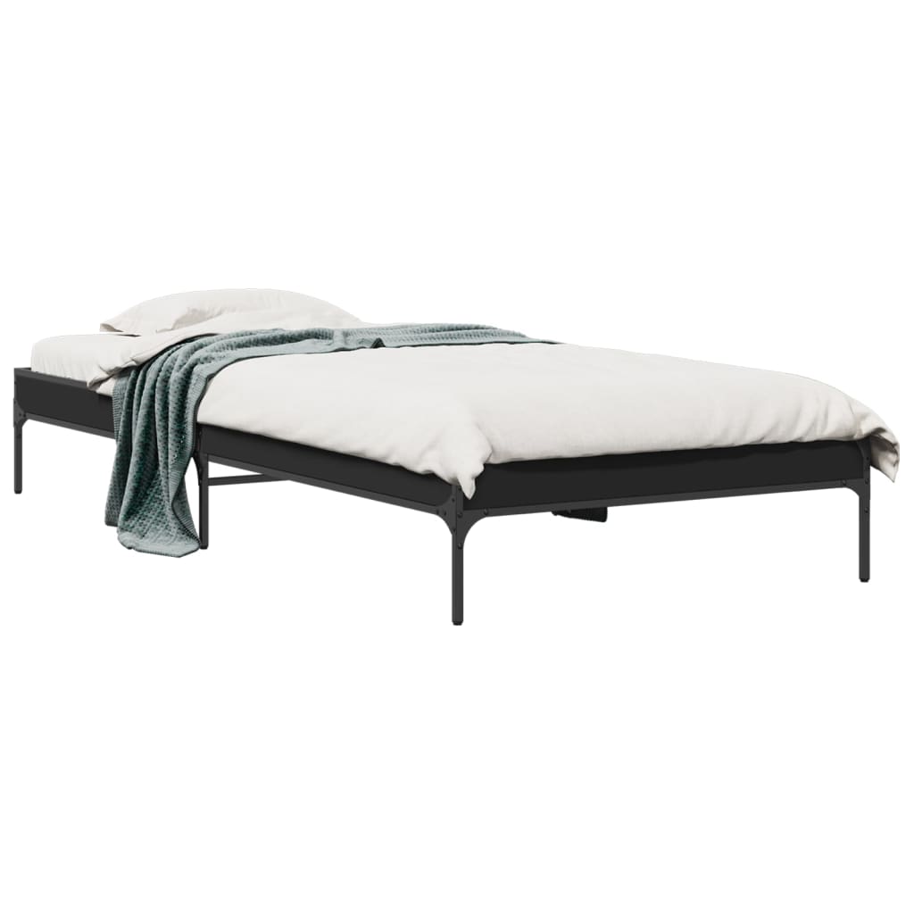 Okvir za krevet crni 100x200 cm konstruirano drvo i metal