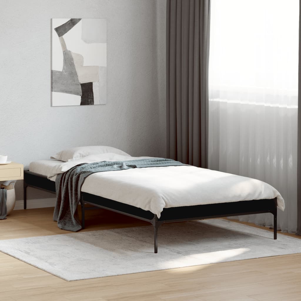 Okvir za krevet crni 100x200 cm konstruirano drvo i metal
