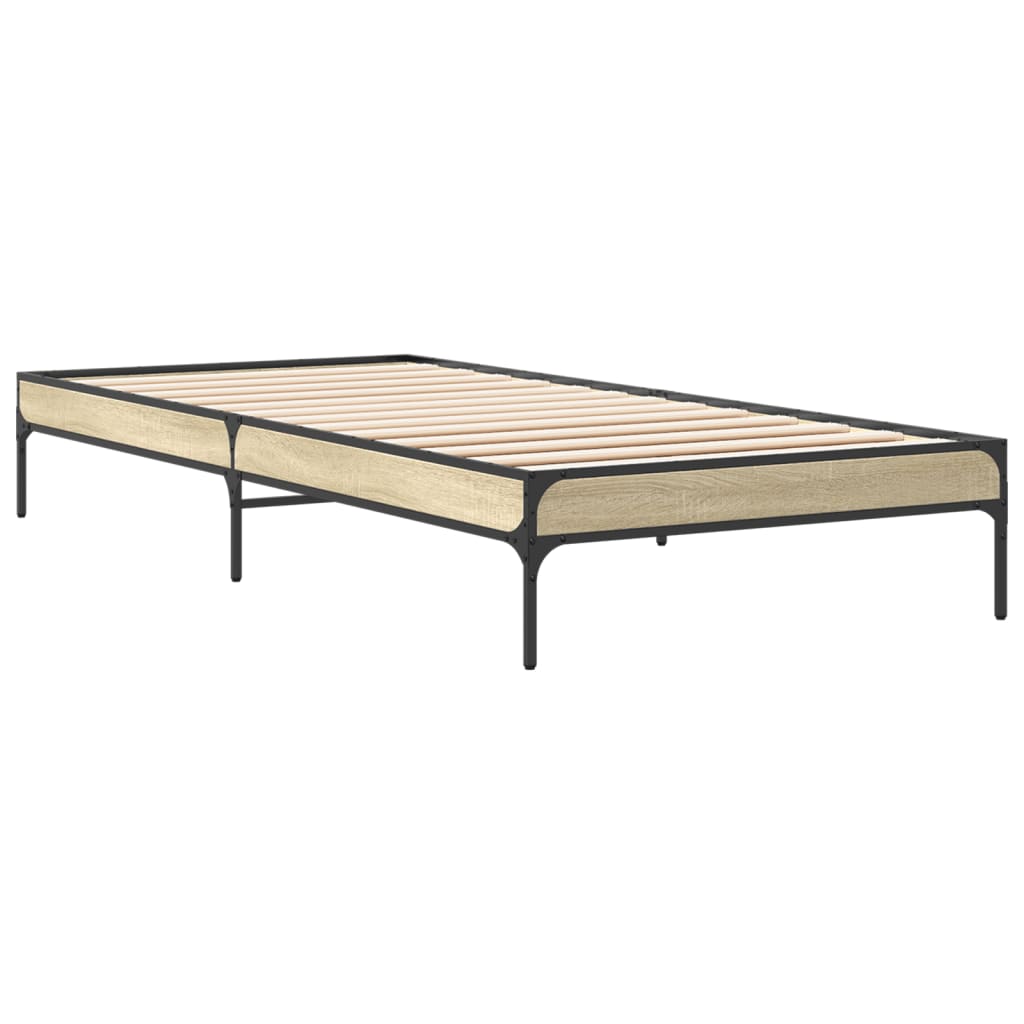Okvir za krevet boja hrasta 100x200cm konstruirano drvo i metal
