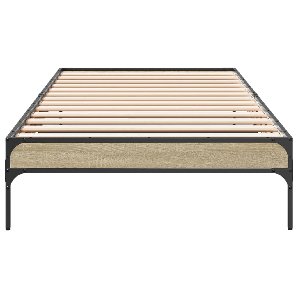 Okvir za krevet boja hrasta 100x200cm konstruirano drvo i metal