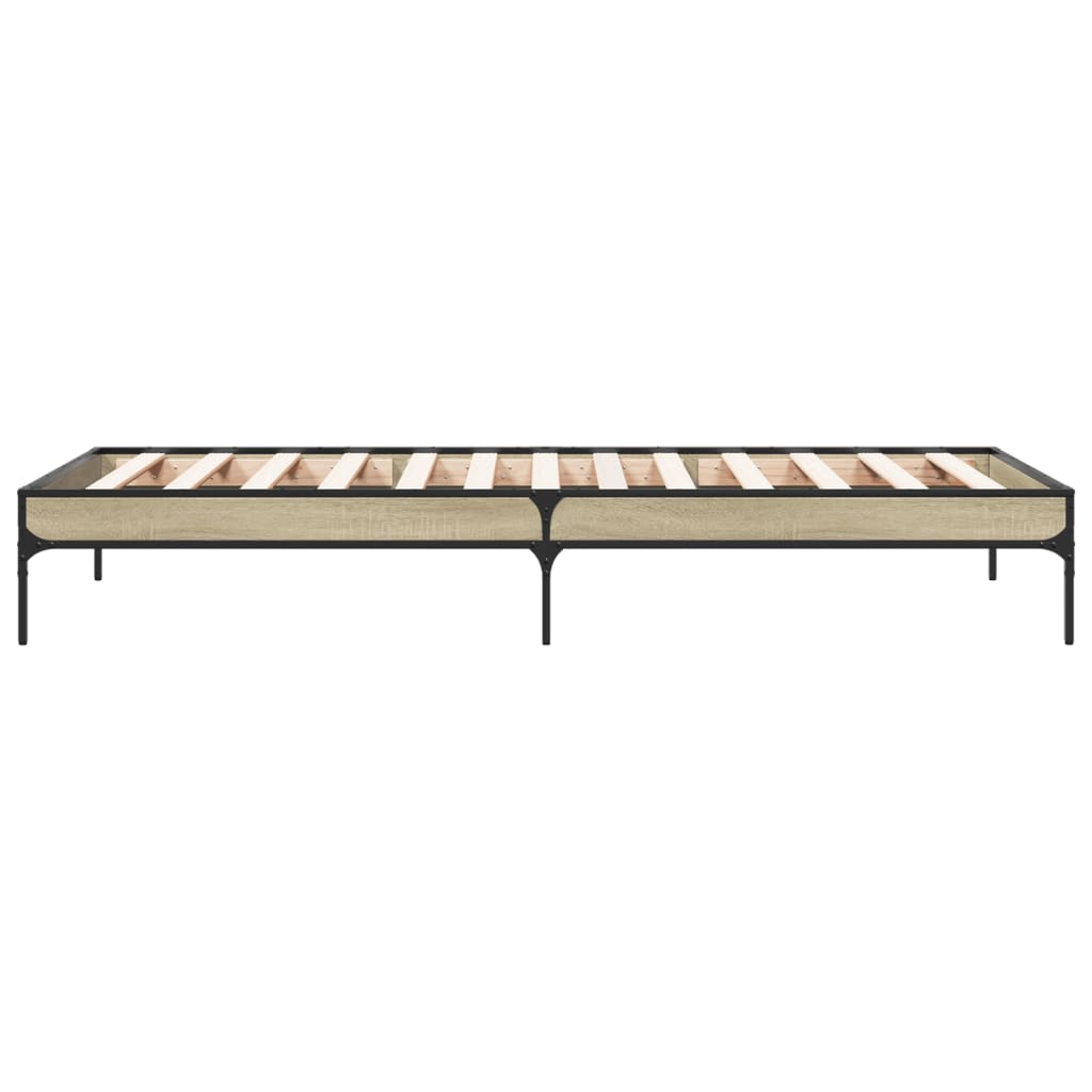 Okvir za krevet boja hrasta 100x200cm konstruirano drvo i metal