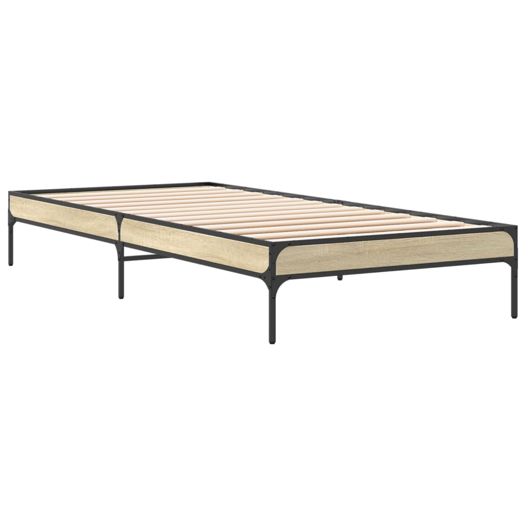 Okvir za krevet boja hrasta 100x200cm konstruirano drvo i metal
