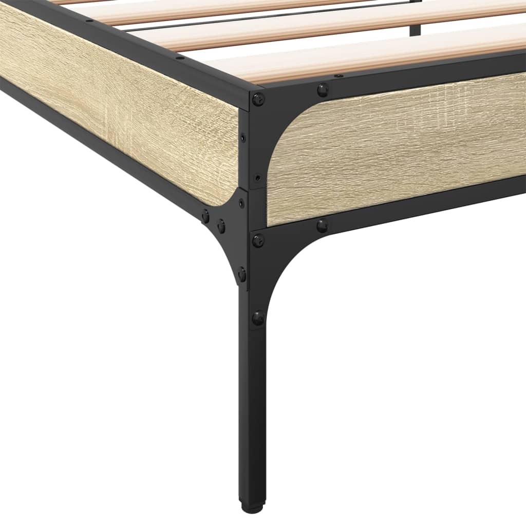 Okvir za krevet boja hrasta 100x200cm konstruirano drvo i metal