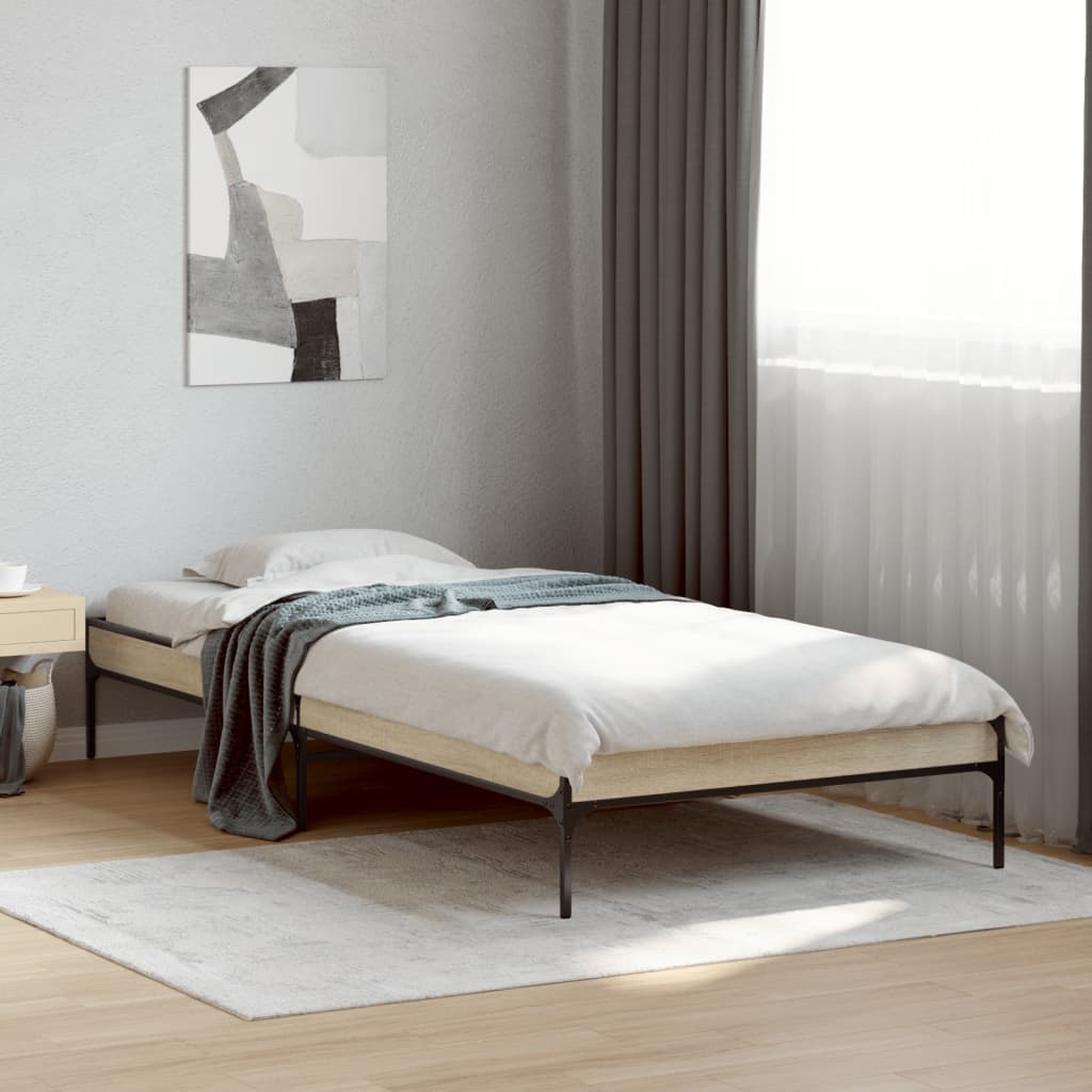 Okvir za krevet boja hrasta 100x200cm konstruirano drvo i metal